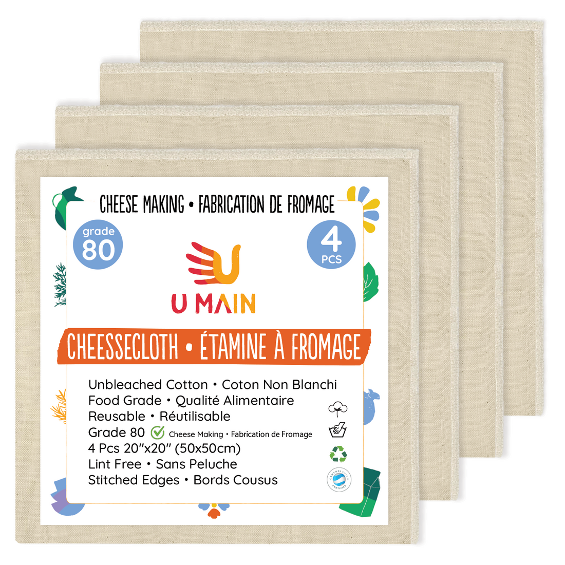 3 Cheesecloths 100% Cotton - Grade