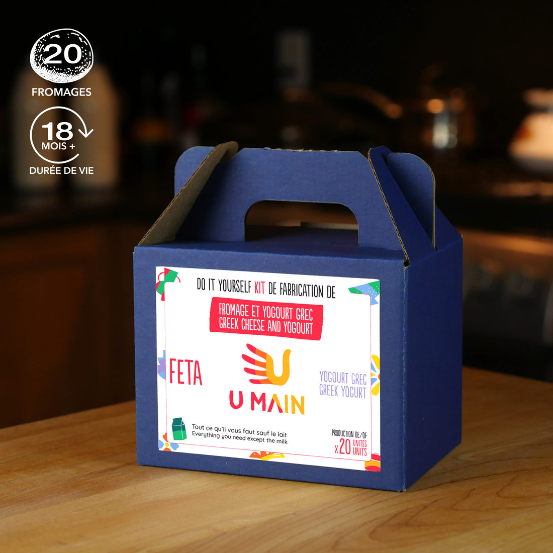 Kit pour faire du fromage feta et yogourt grec maison artisanal. Feta cheese making kit. Make yogurt DIY kit. Kits U MAIN