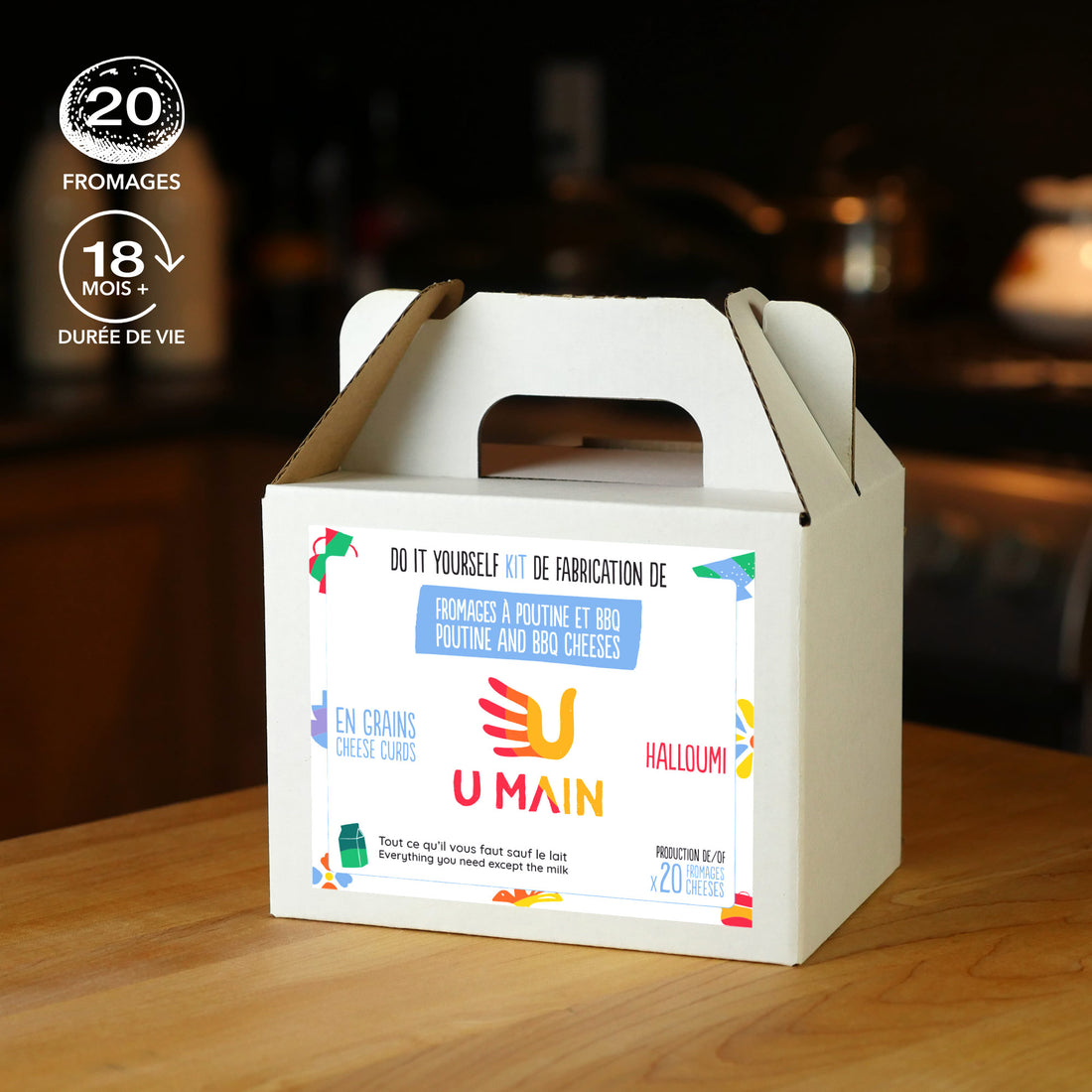 Kits pour faire du fromage maison en grain, en crottes, poutine et halloumi. Cheese curds cheese making kit. Kits U MAIN.