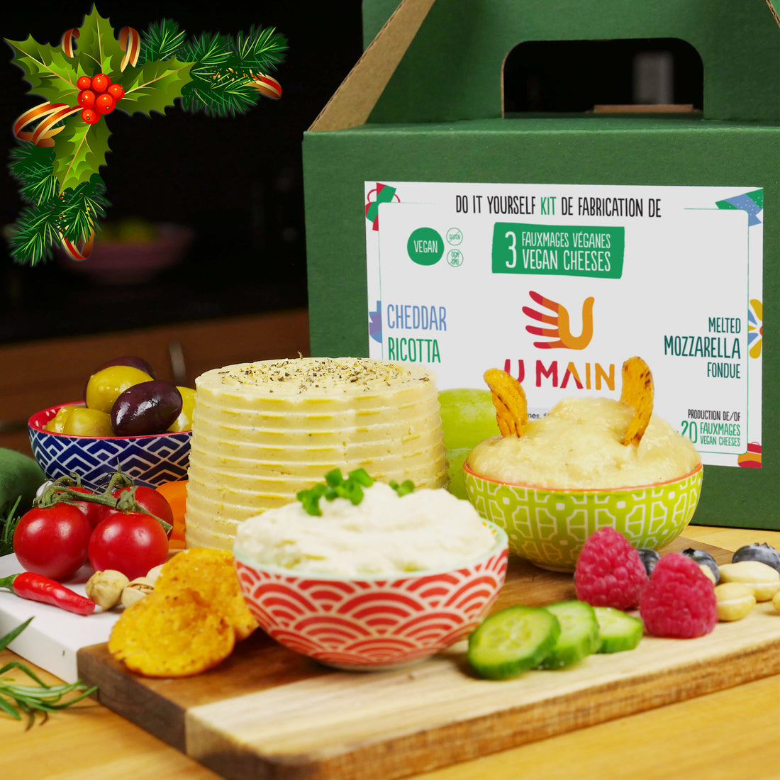 Fromages vegan ou fauxmages fait maison. Kits U MAIN. Vegan homemade cheese.